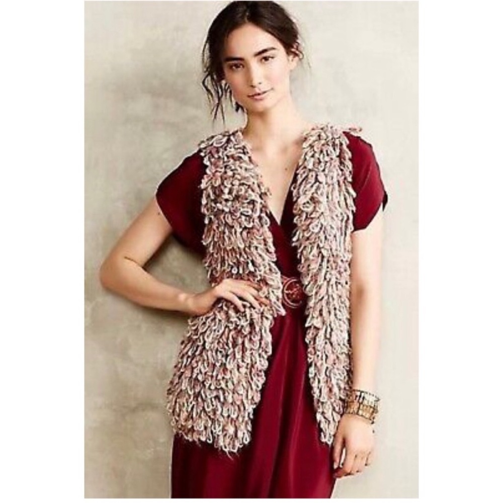 ANTHROPOLOGIE Hand Knit by Dollie Sherbet Loop Fringe Sweater Vest - Picture 7 of 7